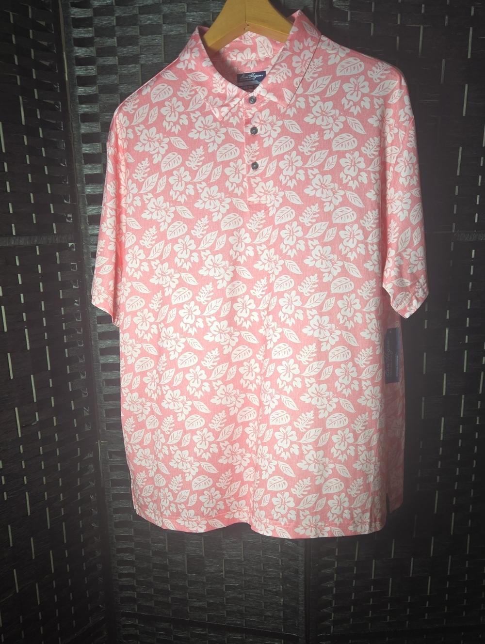 Ben Hogan Pink Floral Performance  Short-Sleeve Polo Mens 3XL NWT